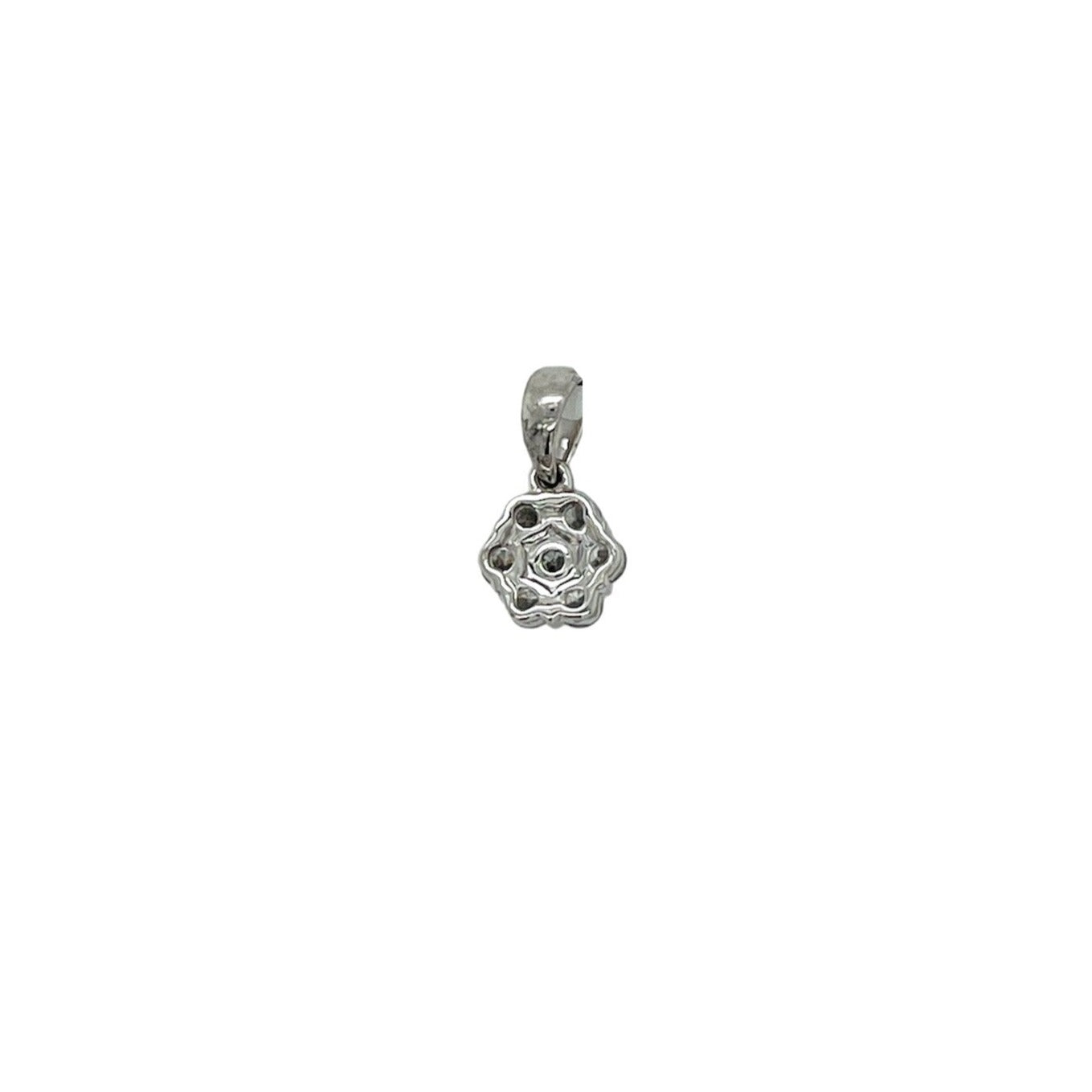 Ladies 10K White Gold Flower Cluster Diamond Pendant 0.45 CT 13MM