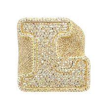 Load image into Gallery viewer, 10K Yellow Gold 26MM 3D Initial Letter L Diamond Ring 4.79 CT
