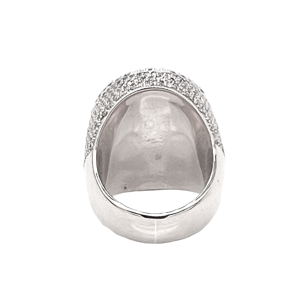 10K White Gold 26MM 3D Dome Oval Shape Pinky Diamond Ring 5.88 CT