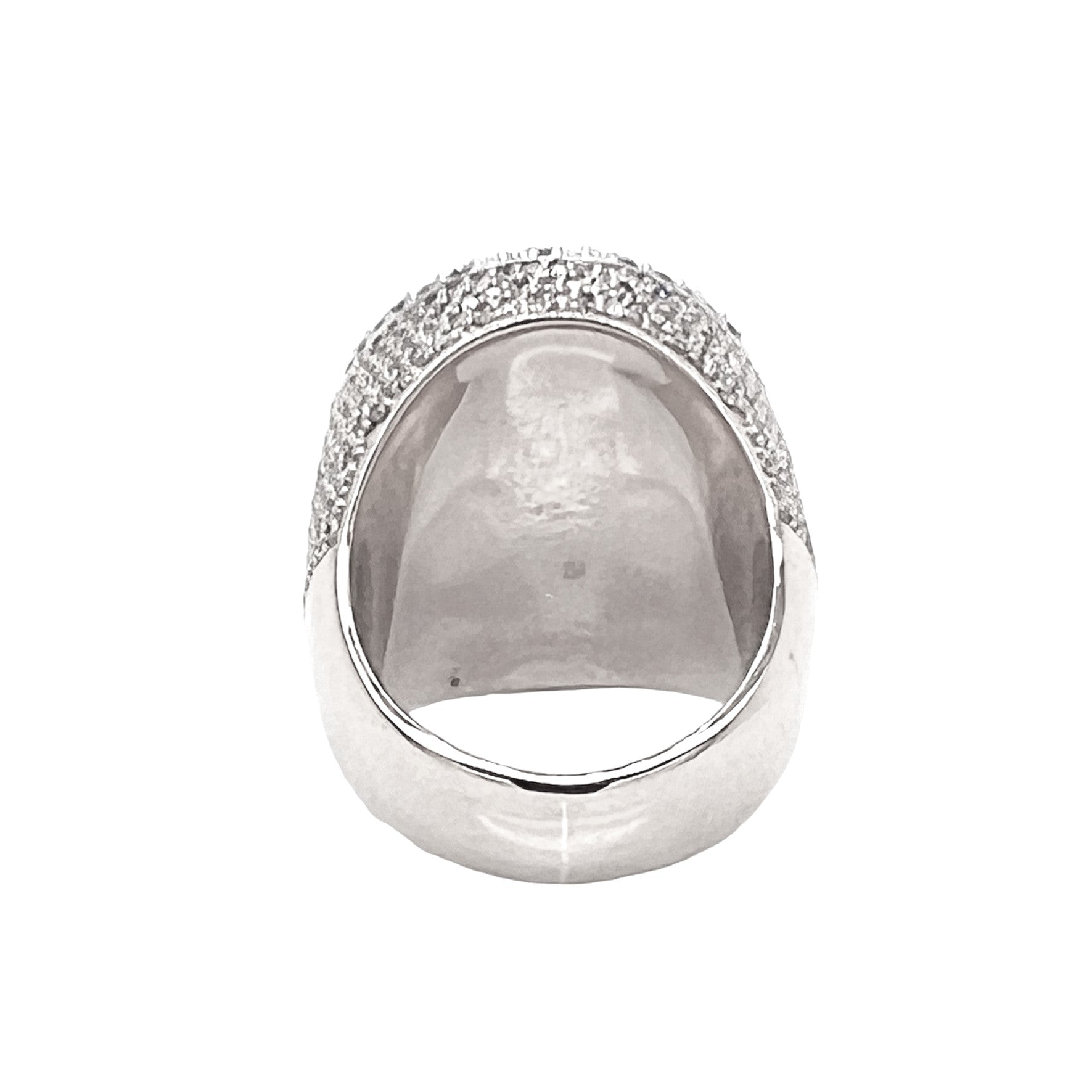 10K White Gold 26MM 3D Dome Oval Shape Pinky Diamond Ring 5.88 CT