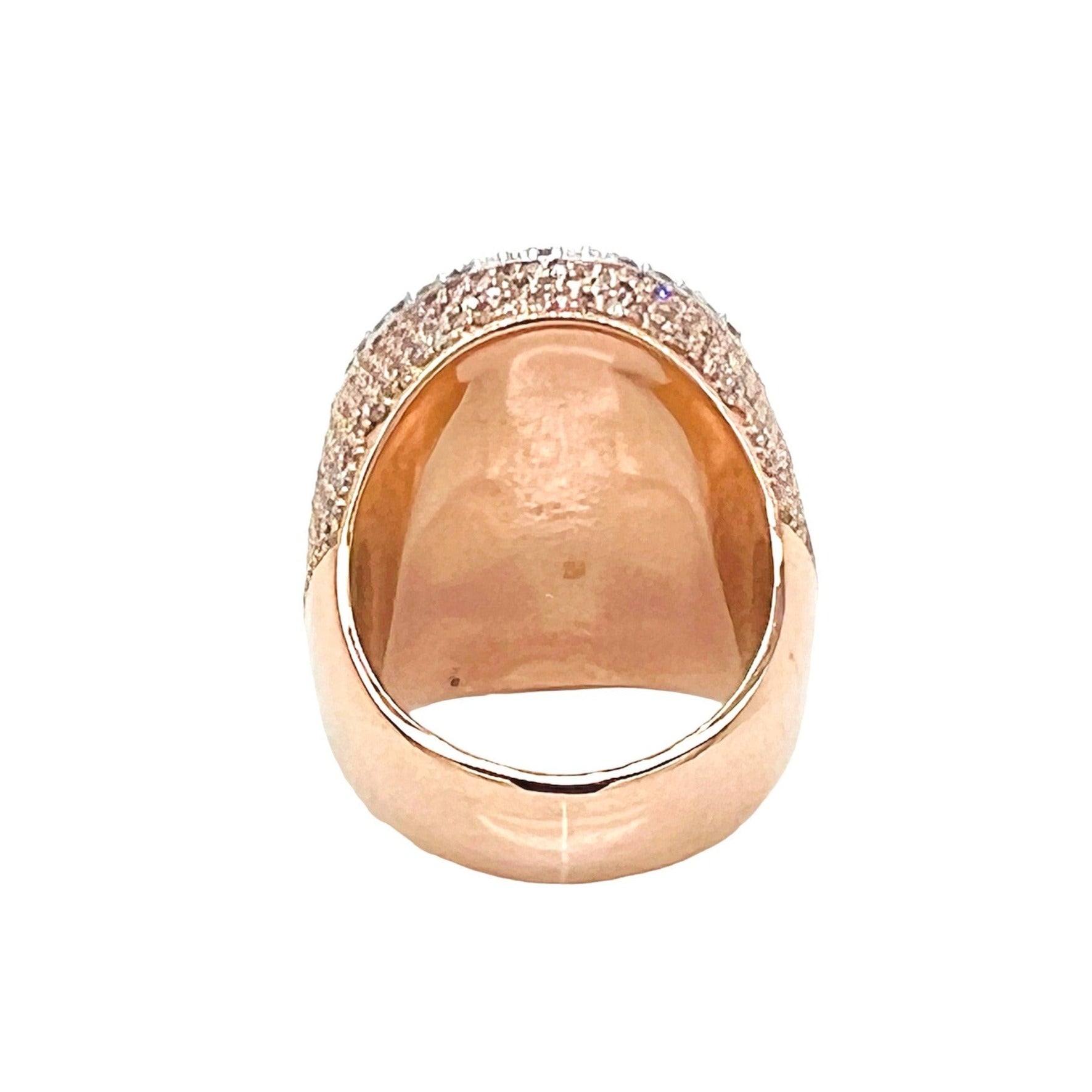 10K Rose Gold 26MM 3D Dome Oval Shape Pinky Diamond Ring 5.88 CT