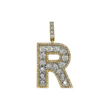 Load image into Gallery viewer, 10K Yellow White Gold 3D Letter R Initial Diamond Pendant 1.50 CT 1.6&quot;
