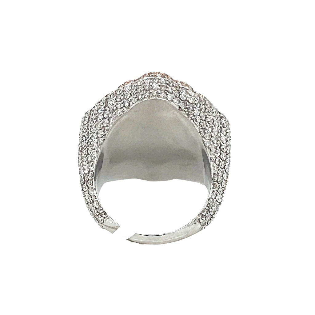 10K Rose White Gold 29MM 3D Gothic Cross Baguette Diamond Ring 7.69 CT