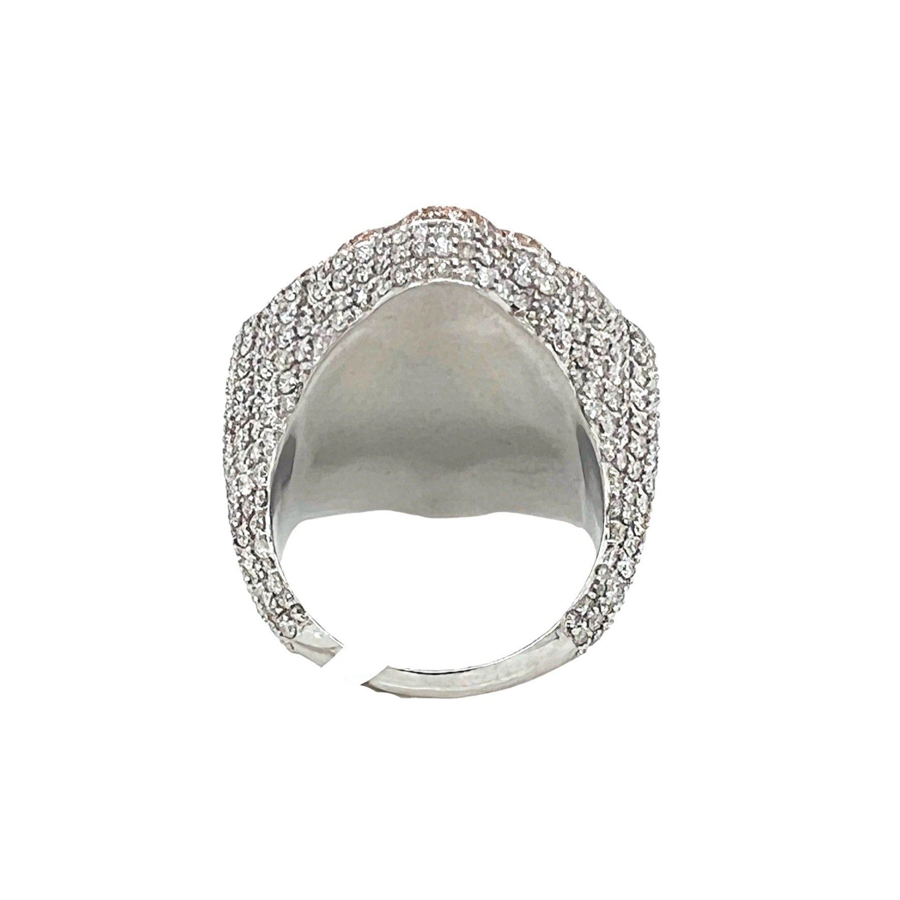 10K Rose White Gold 29MM 3D Gothic Cross Baguette Diamond Ring 7.69 CT