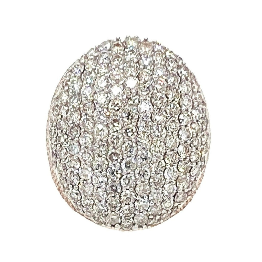 10K Rose Gold 26MM 3D Dome Oval Shape Pinky Diamond Ring 5.88 CT