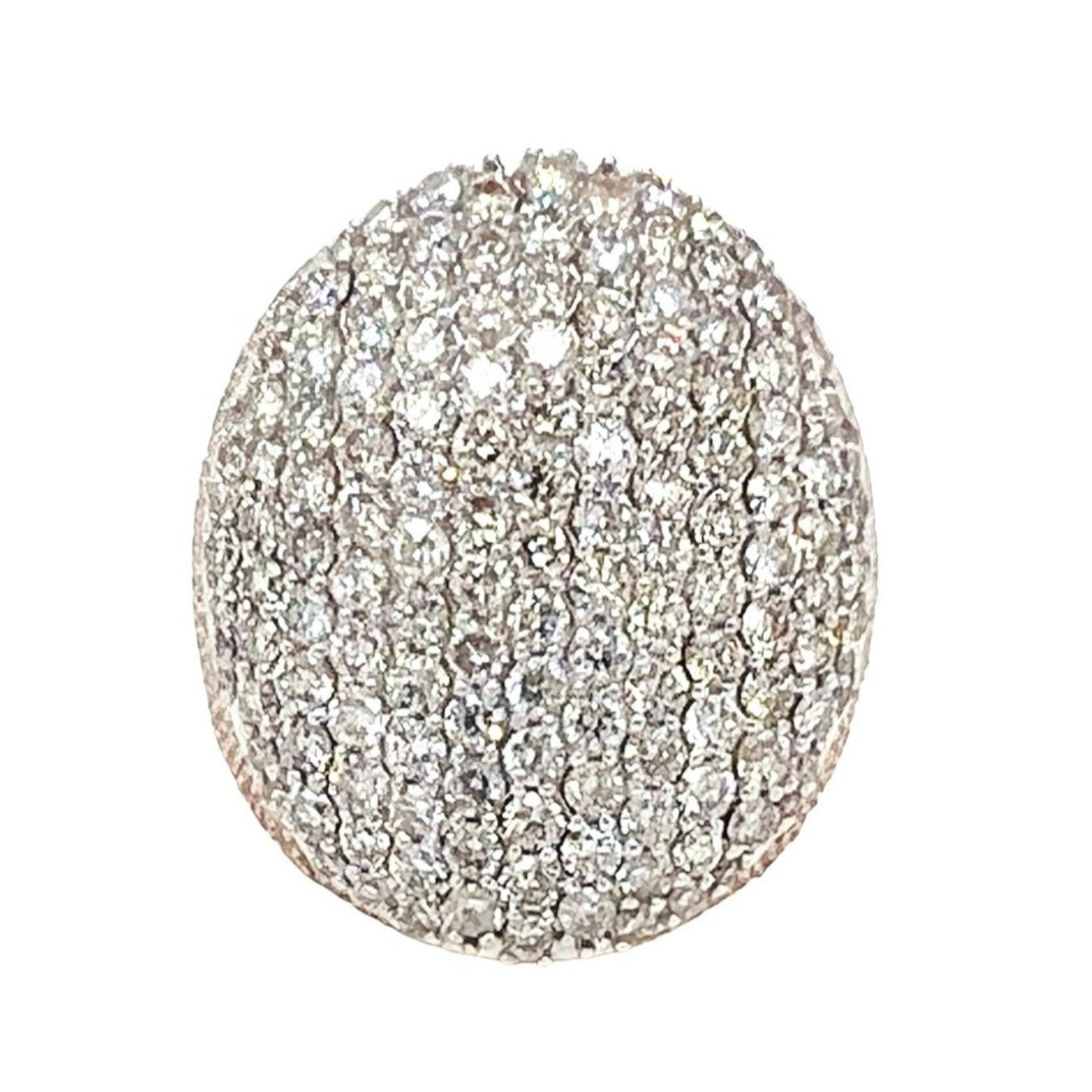 10K Rose Gold 26MM 3D Dome Oval Shape Pinky Diamond Ring 5.88 CT
