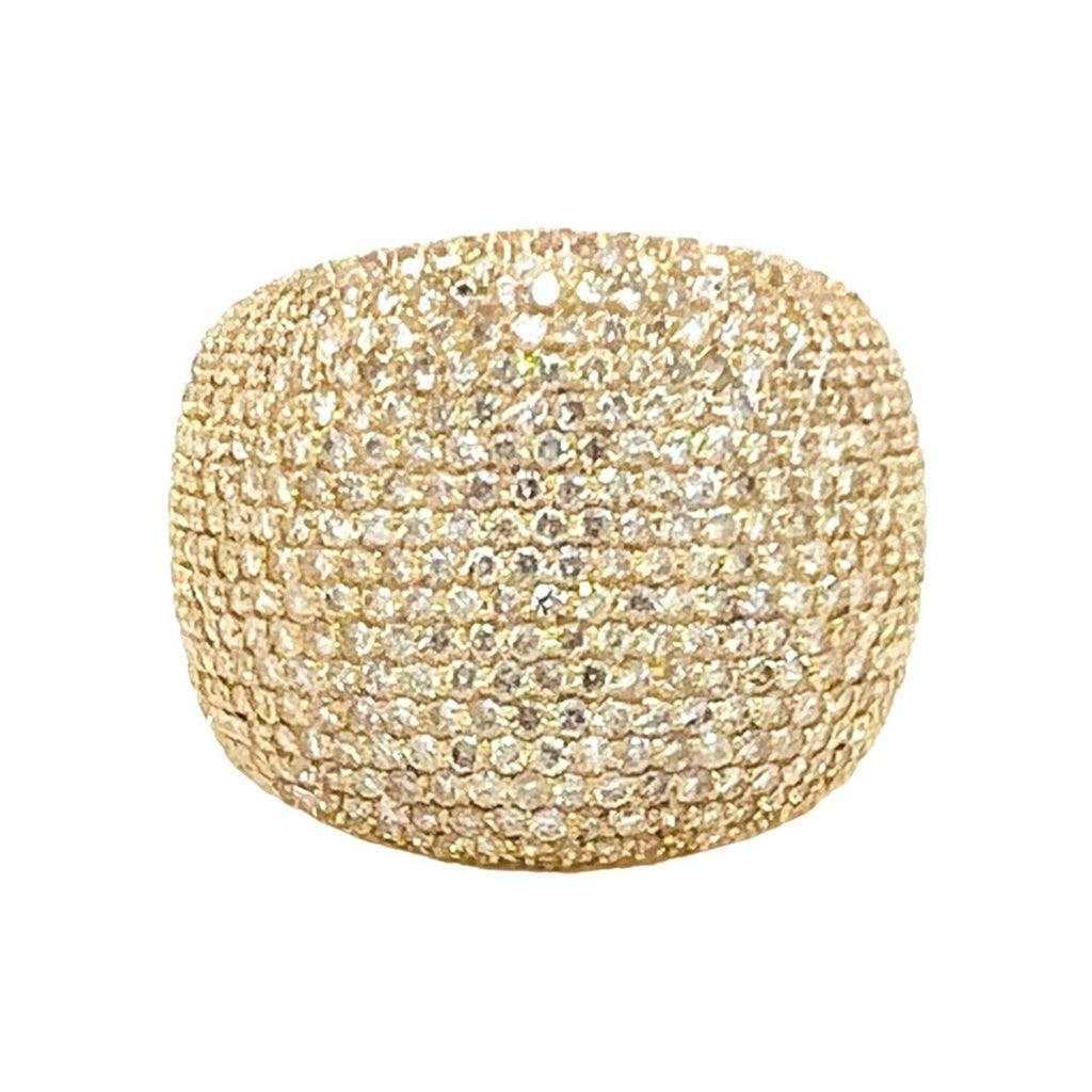 10K Yellow Gold 21MM 3D Dome Shape Pinky Diamond Ring 4.37 CT