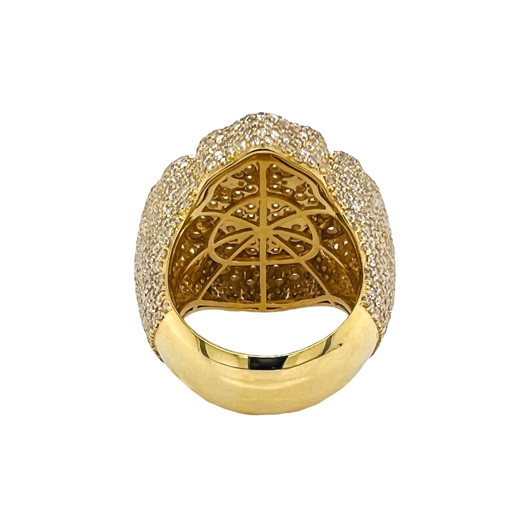 10K Yellow Gold 32MM 3D Gothic Cross VS Diamond Ring 7.66 CT