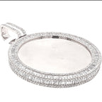 10K White Gold 3D Memory Frame VS Baguette Diamond Pendant 9.75 CT 2.8"