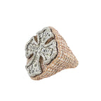 10K Rose White Gold 29MM 3D Gothic Cross Baguette Diamond Ring 7.08 CT