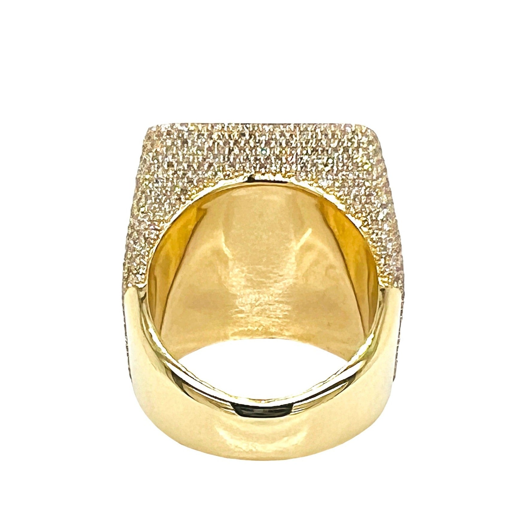 10K Yellow Gold 26MM 3D Initial Letter E Diamond Ring 4.88 CT