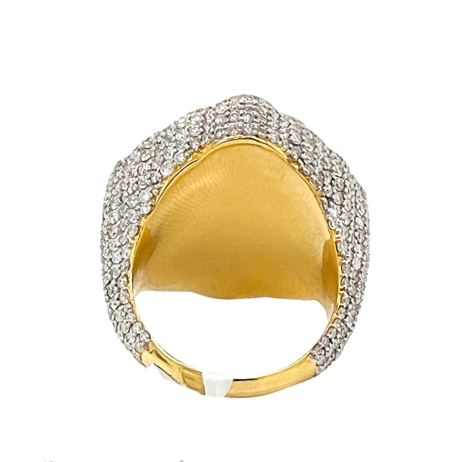 10K Yellow White Gold 29MM 3D Gothic Cross Baguette Diamond Ring 7.66 CT
