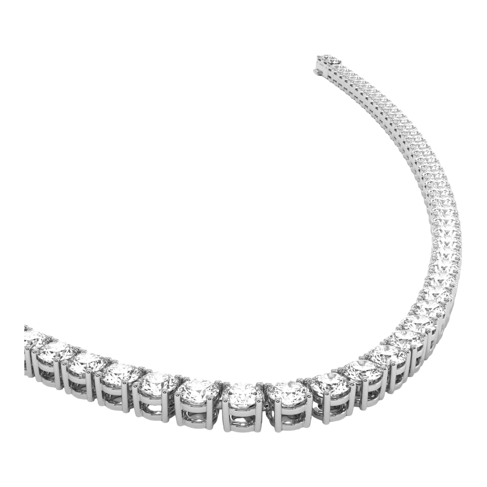 14K White Gold 20 Pointer Solitaire Tennis Diamond Chain 16-26"