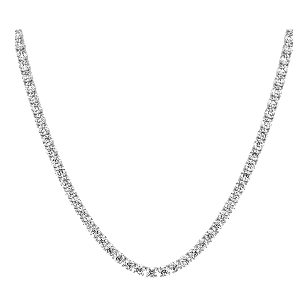 14K White Gold 31 Pointer Solitaire Tennis Diamond Chain 16-26"