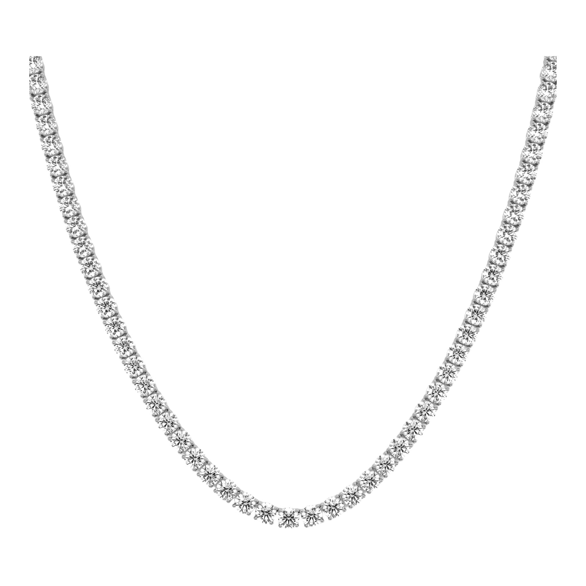14K White Gold 31 Pointer Solitaire Tennis Diamond Chain 16-26"