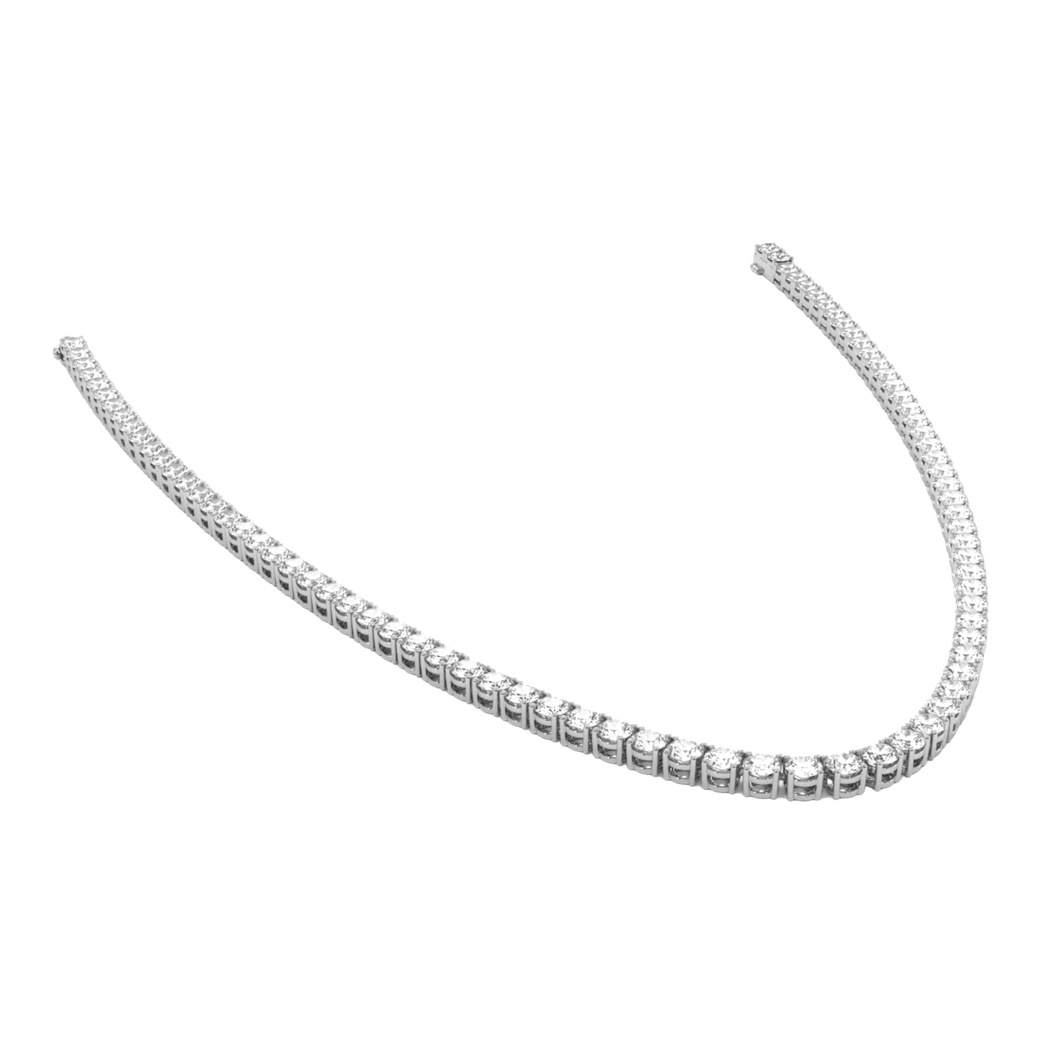 14K White Gold 31 Pointer Solitaire Tennis Diamond Chain 16-26"