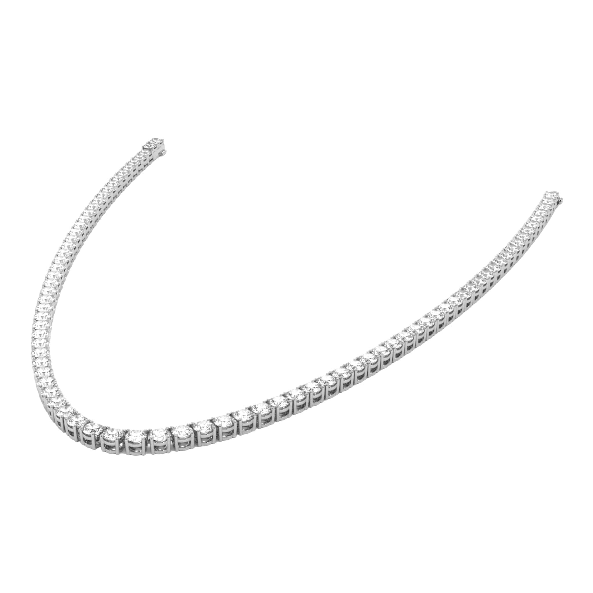 14K White Gold 15 Pointer Solitaire Tennis Diamond Chain 16-26"