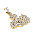 10K Yellow Gold 3D Arabic Allah Diamond Pendant 1.48 CT 1.75"