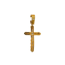 Load image into Gallery viewer, 14K Yellow Gold 17 Pointer Tennis Diamond Cross Pendant 2.5 CT 1.75&quot;
