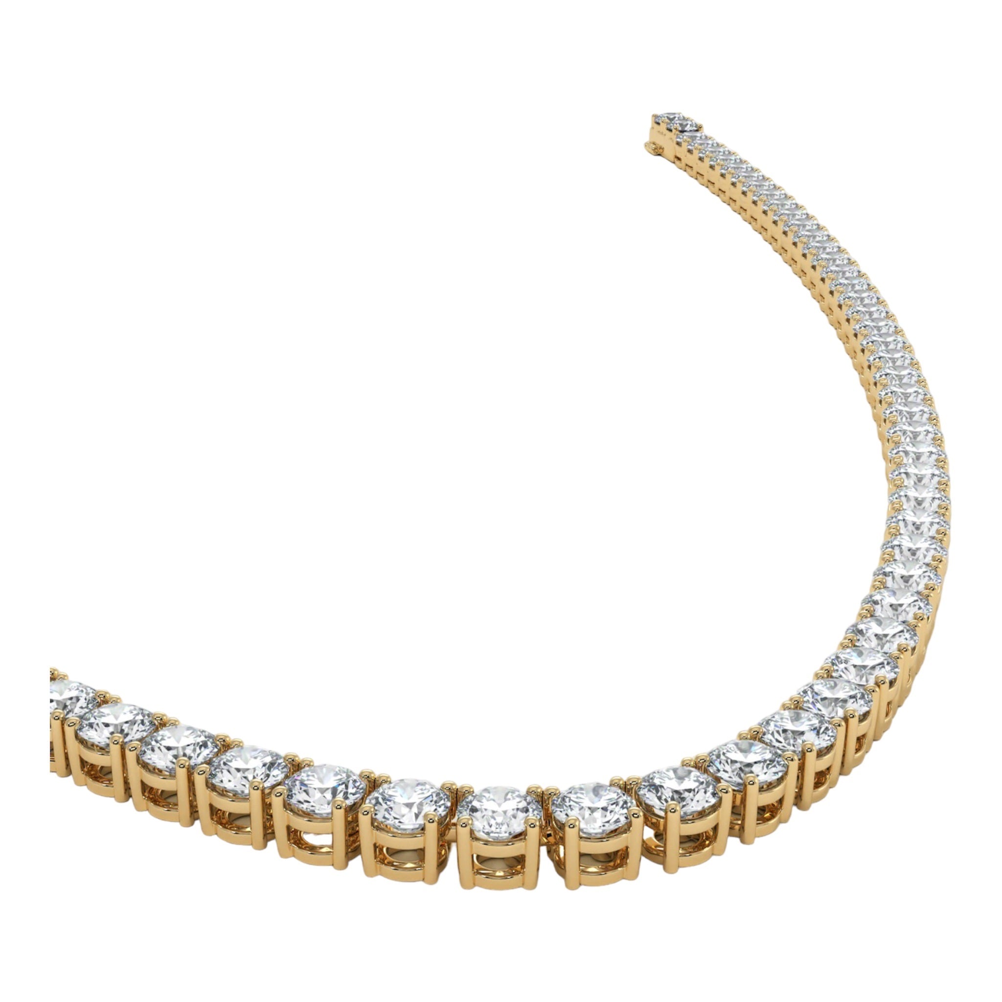 14K Yellow Gold 20 Pointer Solitaire Tennis Diamond Chain 16-26"