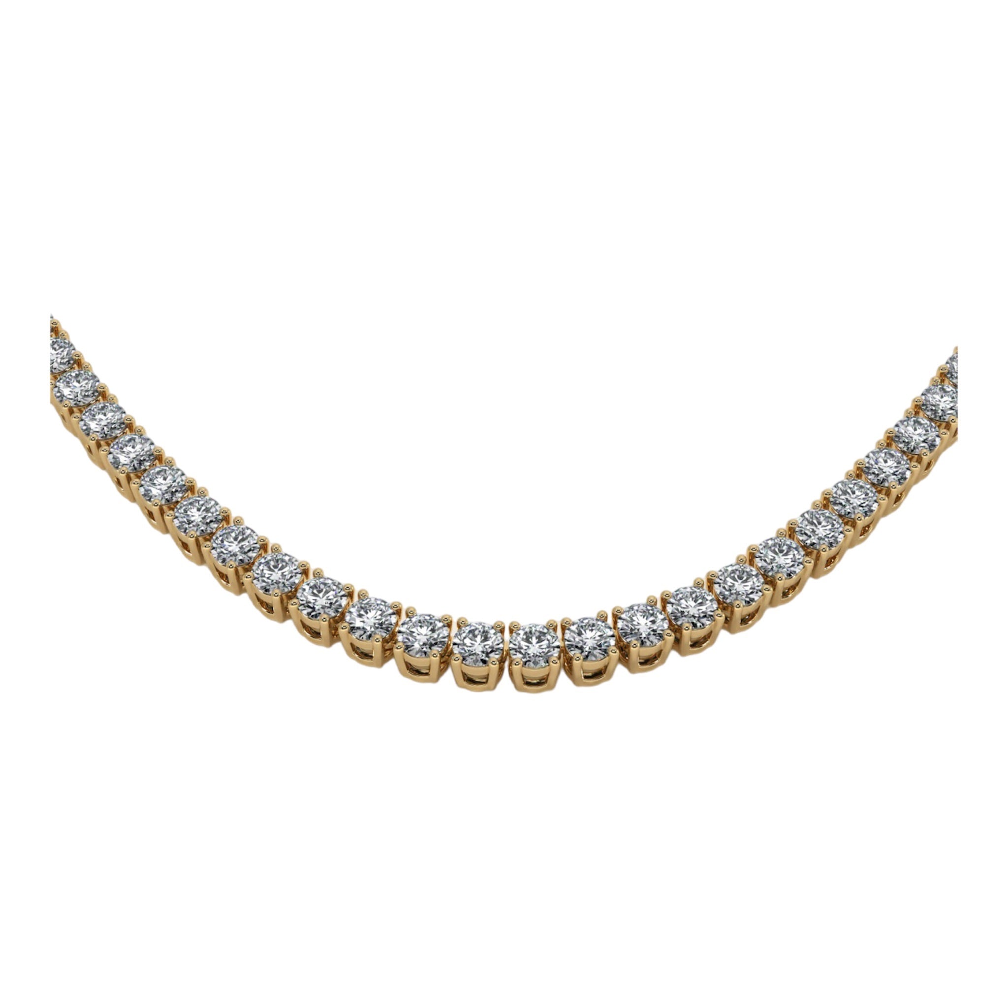 14K Yellow Gold 25 Pointer Solitaire Tennis Diamond Chain 16-26"