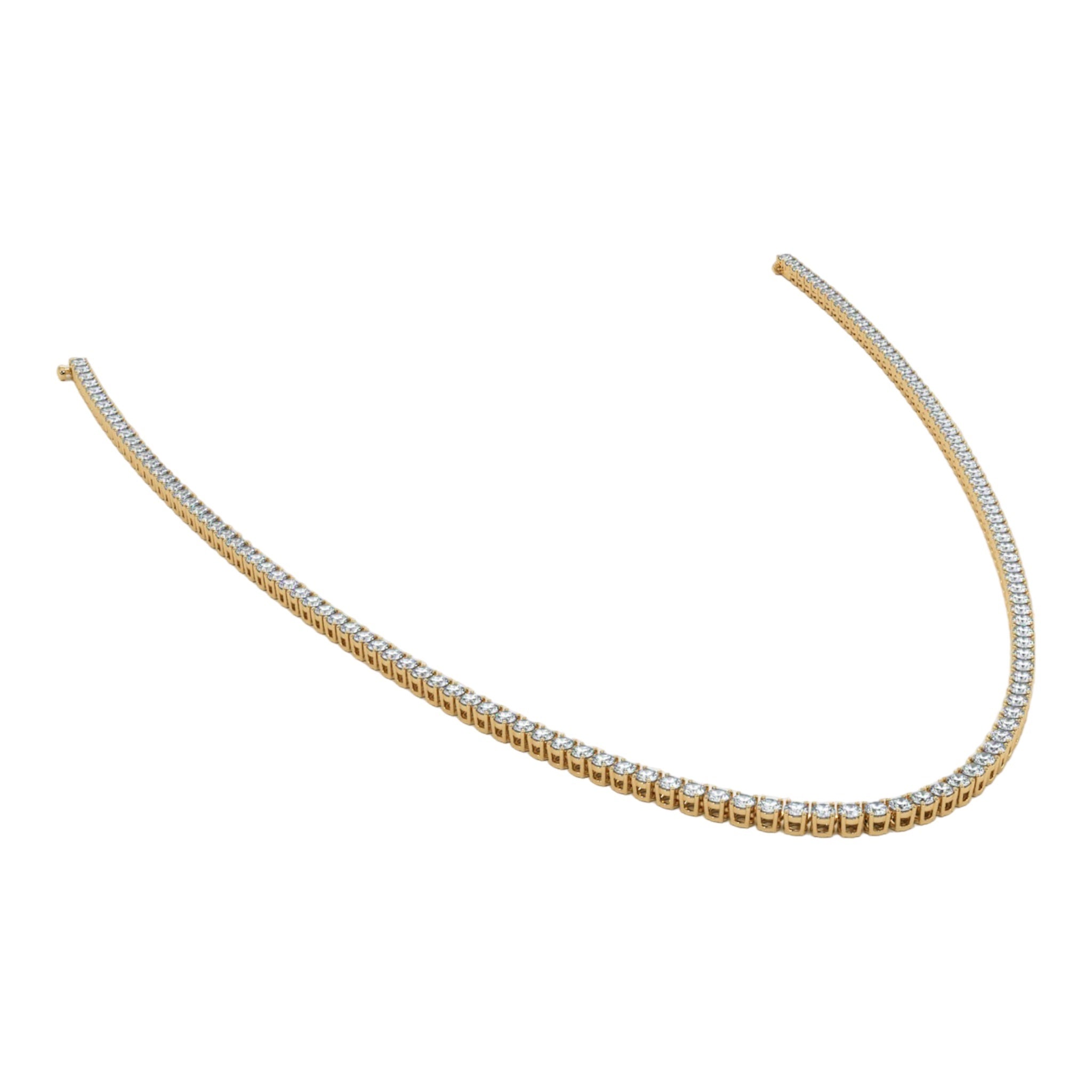 14K Yellow Gold 15 Pointer Solitaire Tennis Diamond Chain 16-26"