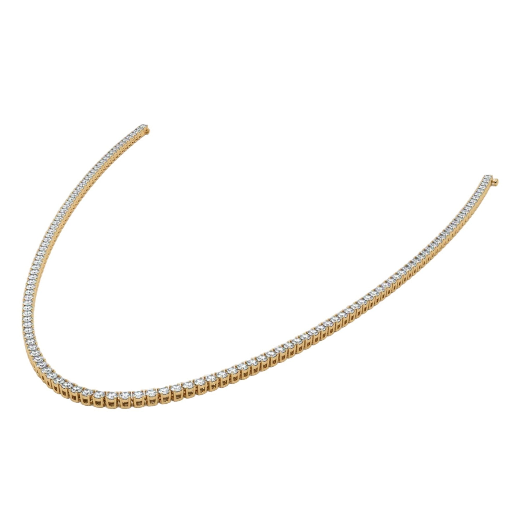 14K Yellow Gold 10 Pointer Solitaire Tennis Diamond Chain 16-26"