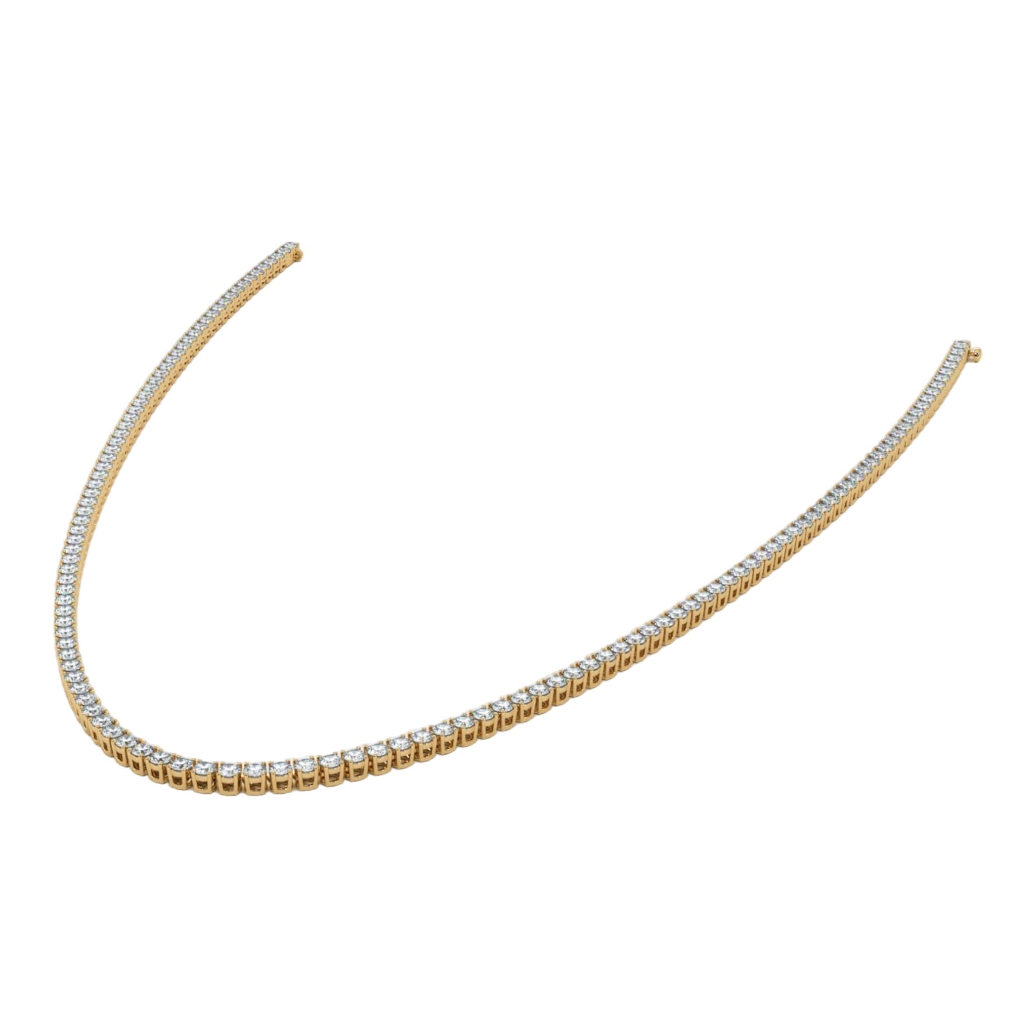 14K Yellow Gold 25 Pointer Solitaire Tennis Diamond Chain 16-26"