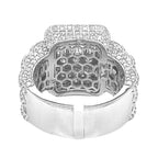 10K White Gold 17MM Square Top 3D Pinky VS Baguette Diamond Ring 5.83 CT
