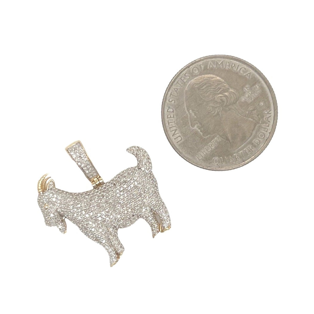 10K Yellow Gold Goat Diamond Pendant 1.0 CT 1"