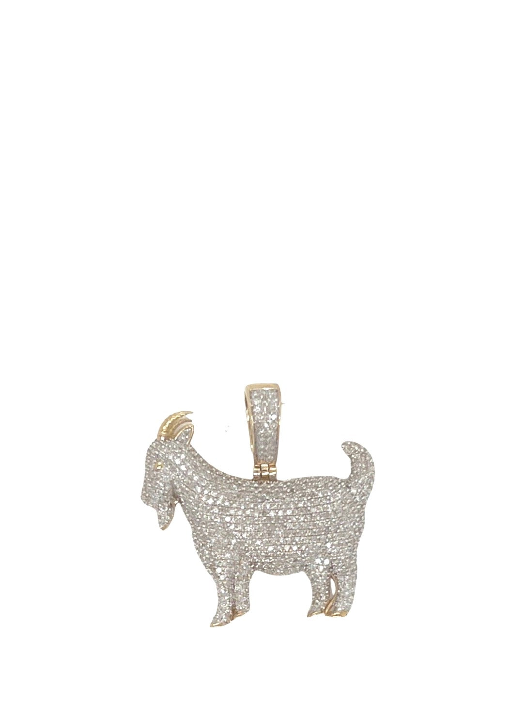 10K Yellow Gold Goat Diamond Pendant 1.0 CT 1"