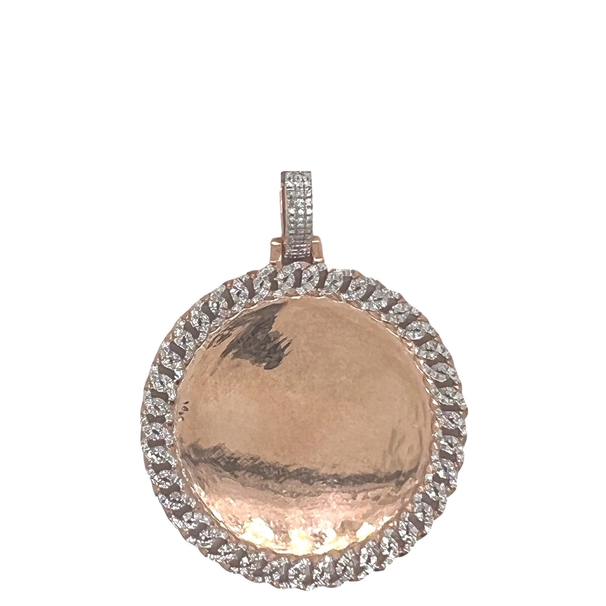 10K Rose Gold Miami Cuban Memory Frame Diamond Pendant 0.69 CT 2"