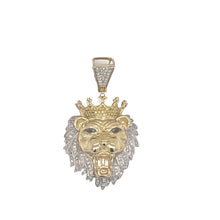 Load image into Gallery viewer, 10K Yellow Gold Lion Crown Head Diamond Pendant 0.50 CT 1.75&quot;
