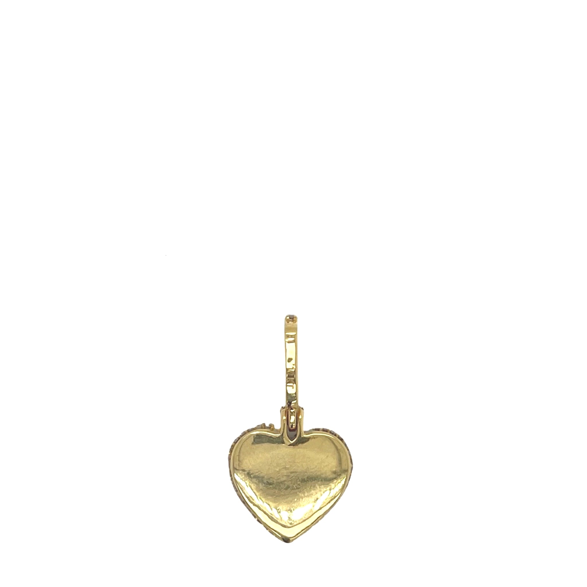 10K Yellow Gold Heart Emerald VS Diamond Pendant 0.78 CT 1"