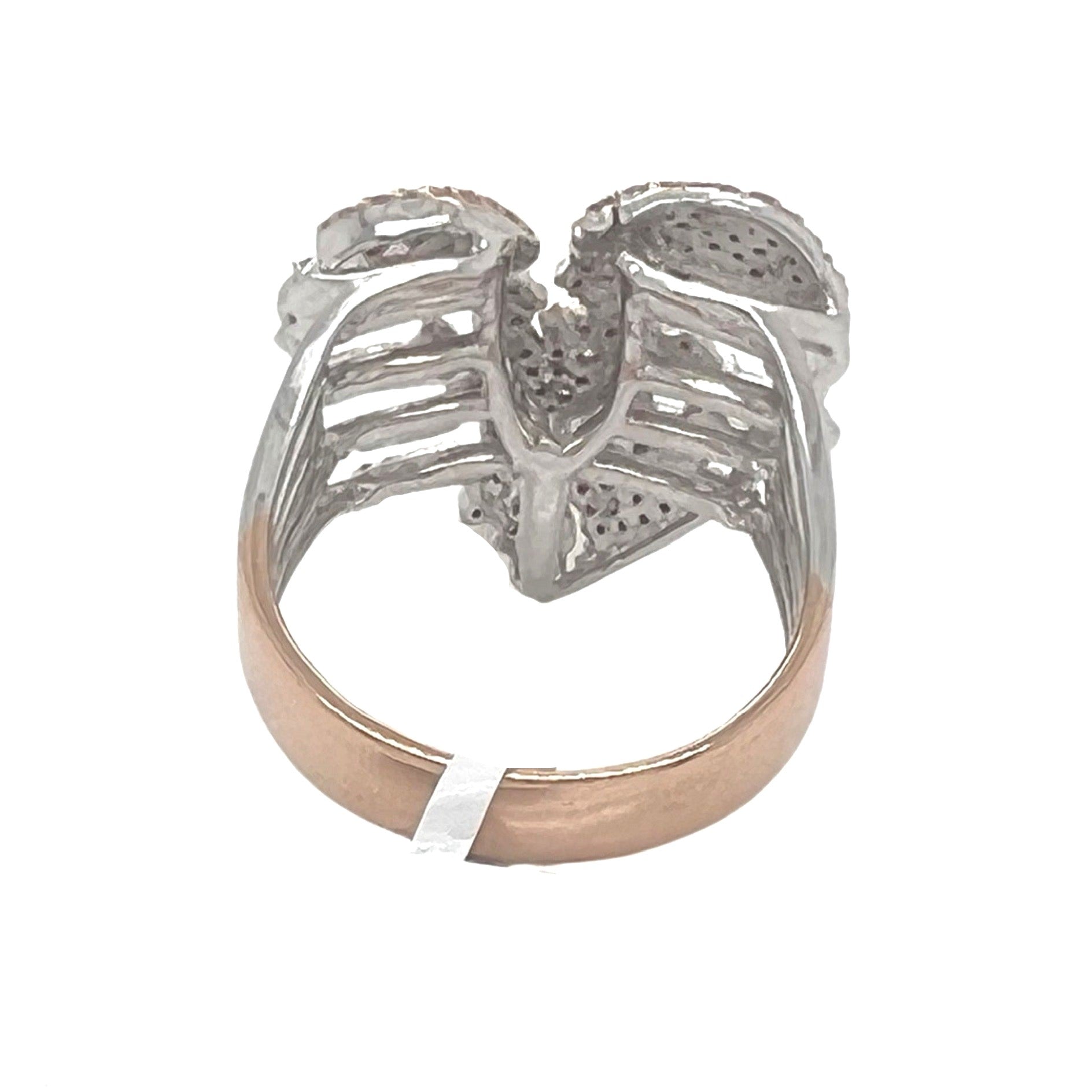 14K Two-Tone Gold Skeleton Broken Heart Shape Diamond Ring 0.93 CT