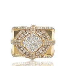 Load image into Gallery viewer, Mens 14K Yellow Gold Square Shape Cluster Diamond Ring 2.0 CT
