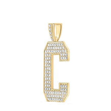 Load image into Gallery viewer, 10K Yellow Gold Block Letter C Initial Diamond Pendant 1.75 CT 1.6&quot;
