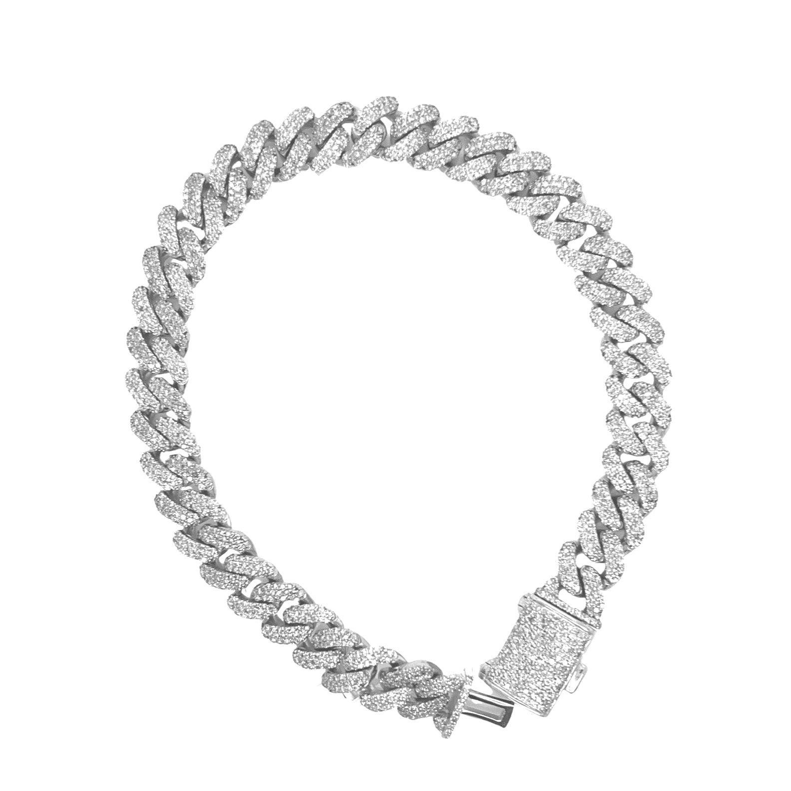 10K White Gold 8MM Miami Cuban Pave Diamond Bracelet 4.69 CT 8.5"