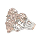 14K Two-Tone Gold Skeleton Broken Heart Shape Diamond Ring 0.93 CT
