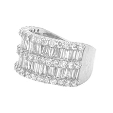 Load image into Gallery viewer, Unisex 10K White Gold Baguette Round Diamond Band Ring 3.64 CT
