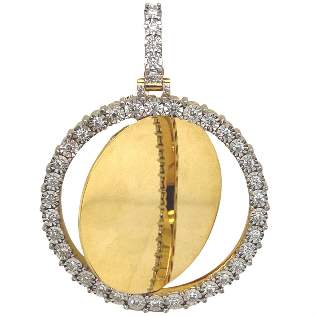 10K Yellow Gold Swivel Memory Frame VS Diamond Pendant 1.5 CT 2.8"