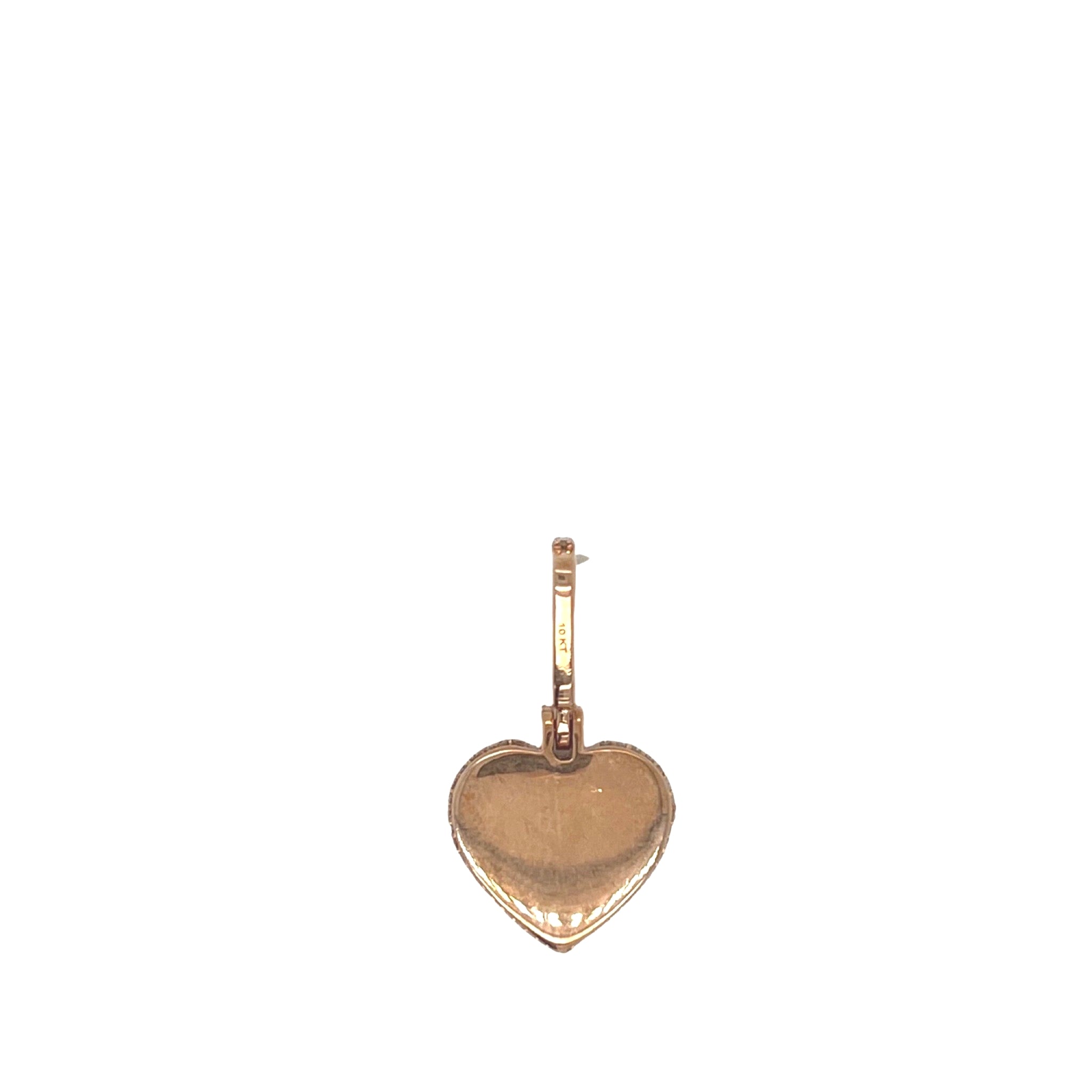 10K Rose Gold Heart Emerald Diamond Pendant 0.77 CT 1"
