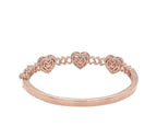 10K Rose Gold Designer Heart Baguette Diamond Bangle Bracelet 1.44 CT 7"