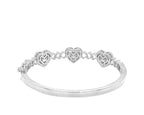 10K White Gold Designer Heart Baguette Diamond Bangle Bracelet 1.44 CT 7"