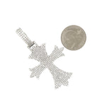 10K White Gold Designer VS Diamond Cross Pendant 5.5 CT 2.75"
