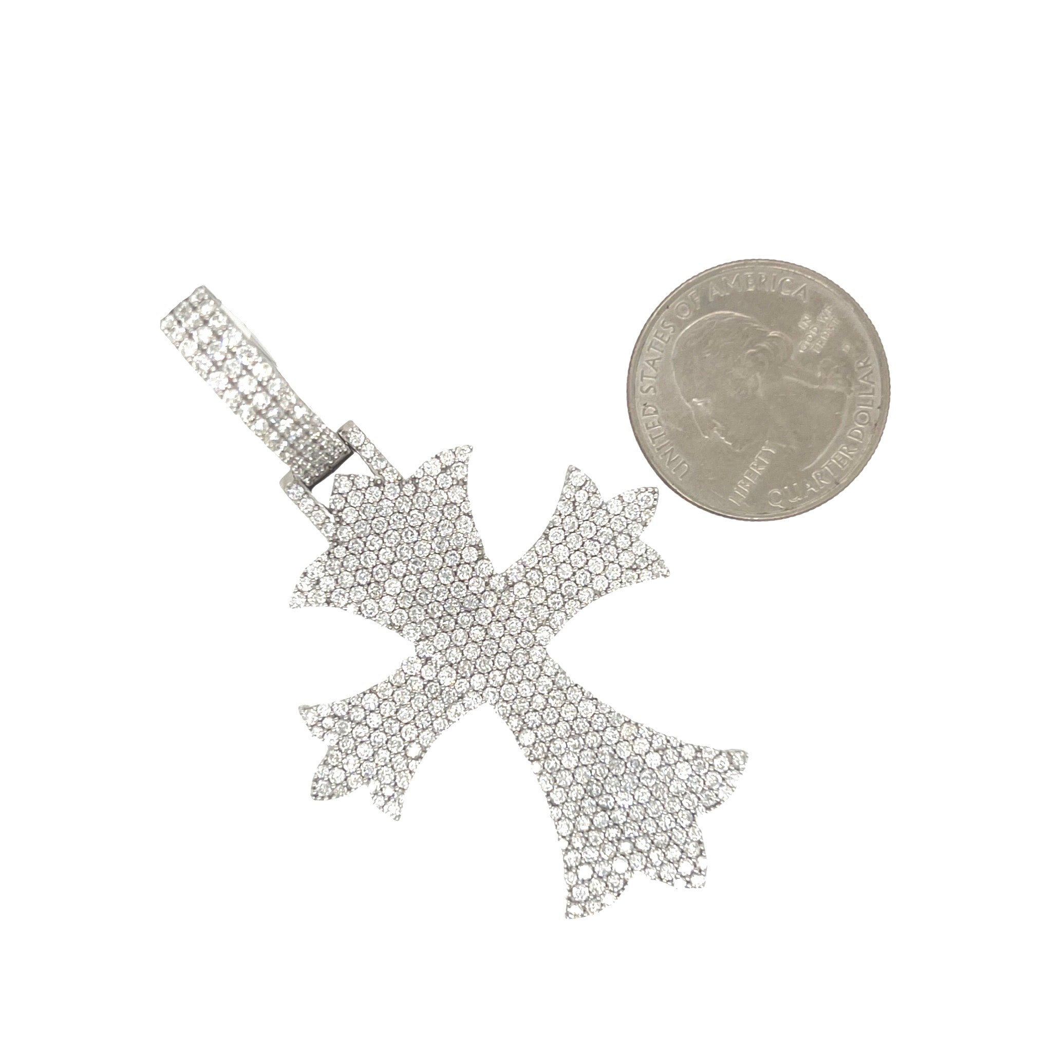 10K White Gold Designer VS Diamond Cross Pendant 5.5 CT 2.75"