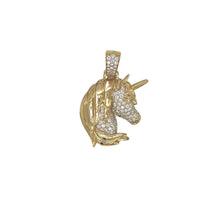 Load image into Gallery viewer, 10K Yellow Gold Unicorn Diamond Pendant 1.0 CT 1.3&quot;
