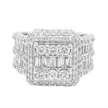 Load image into Gallery viewer, 10K White Gold 17MM Square Top 3D Pinky VS Baguette Diamond Ring 5.83 CT
