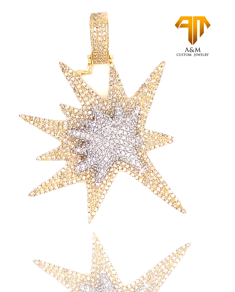 10KT Gold Diamond Explosion Pendant