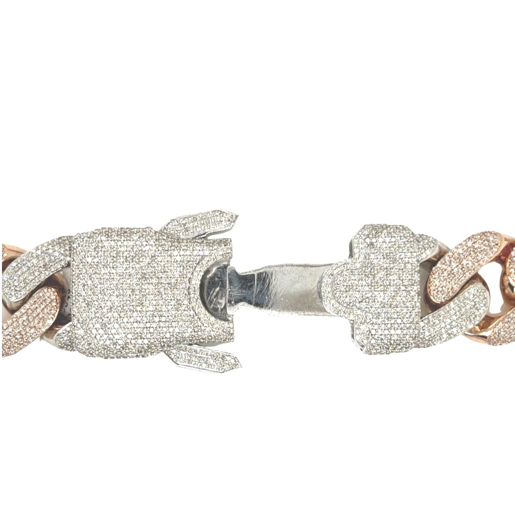 10K Rose White Gold Half Kilo 24MM Miami Cuban Diamond Chain 40.85 CT - 22"